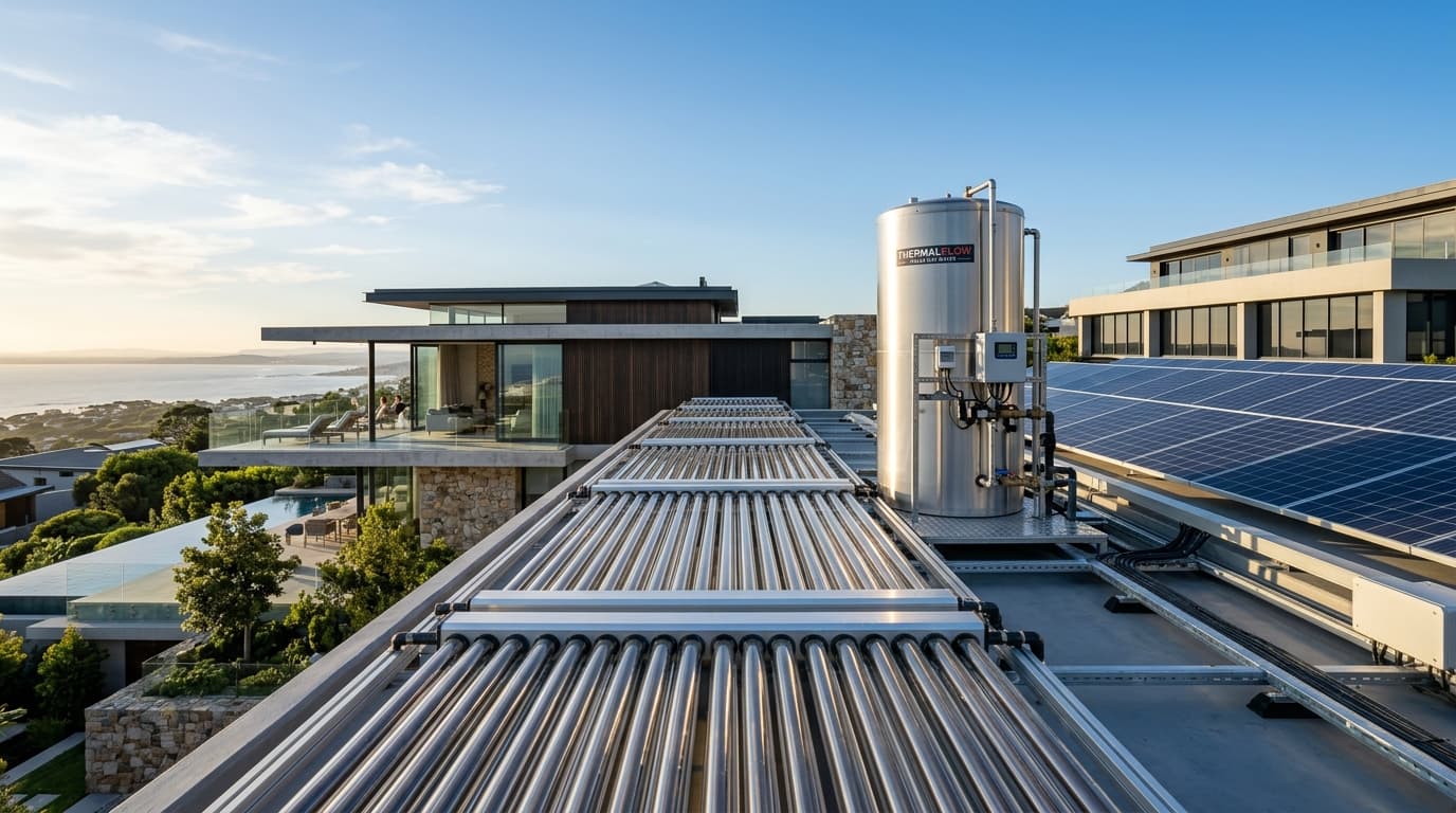 Solar Water Heating System and Rooftop Solar on Luxury Building